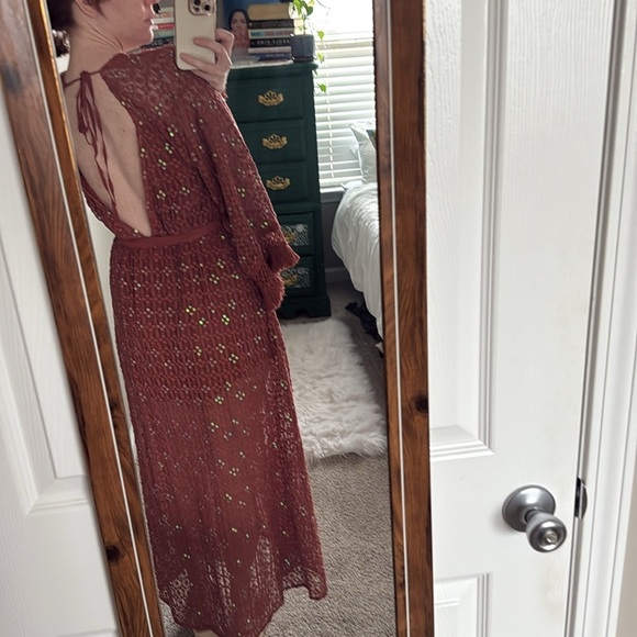 Burnt Orange Sequined Crochet Dress size XS/S by Sundress - Picture 5 of 13